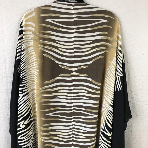 Very Vollbracht Kimono Jacket Womens Missy Black Zebra Sheer Open Front MV50747 - Picture 9 of 16
